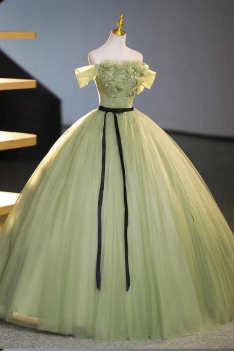 Green Princess Ball Gown Prom Dress Long Sweet 15/16 Dress For Girls Evening Formal Dress